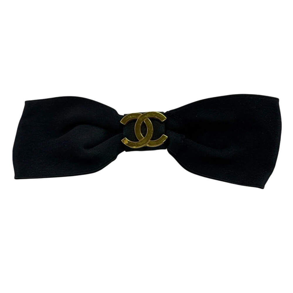 CHANEL Ribbon Logo Coco Mark Barrette, Black